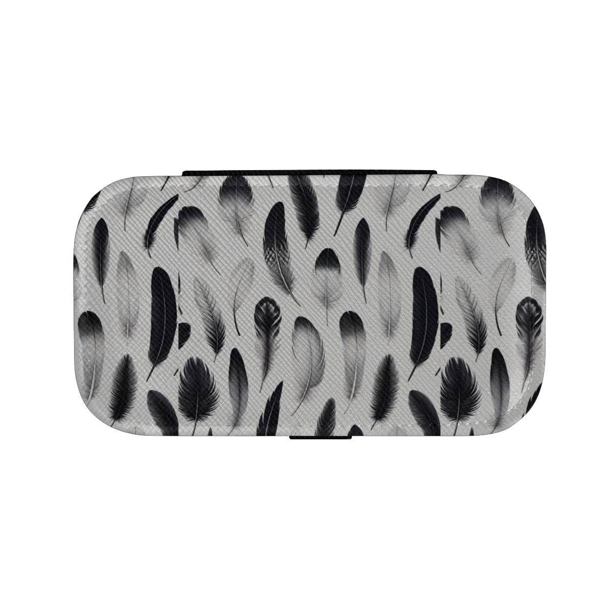 Black And White Feathers Personalized Portable Jewelry Box