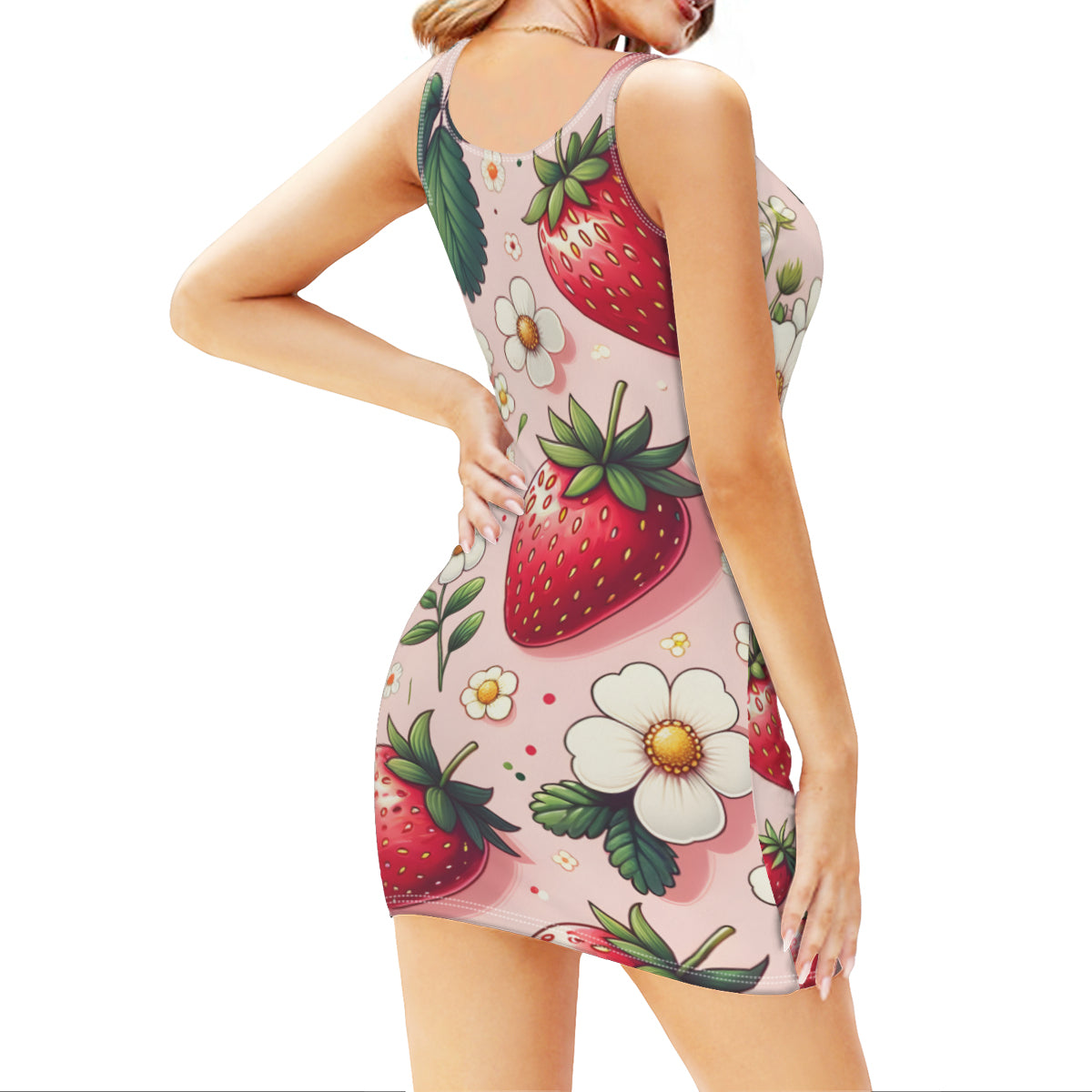 Strawberry Women Sleeveless Slim-Fit Euro-Size Tank Slip Dress | Polyester