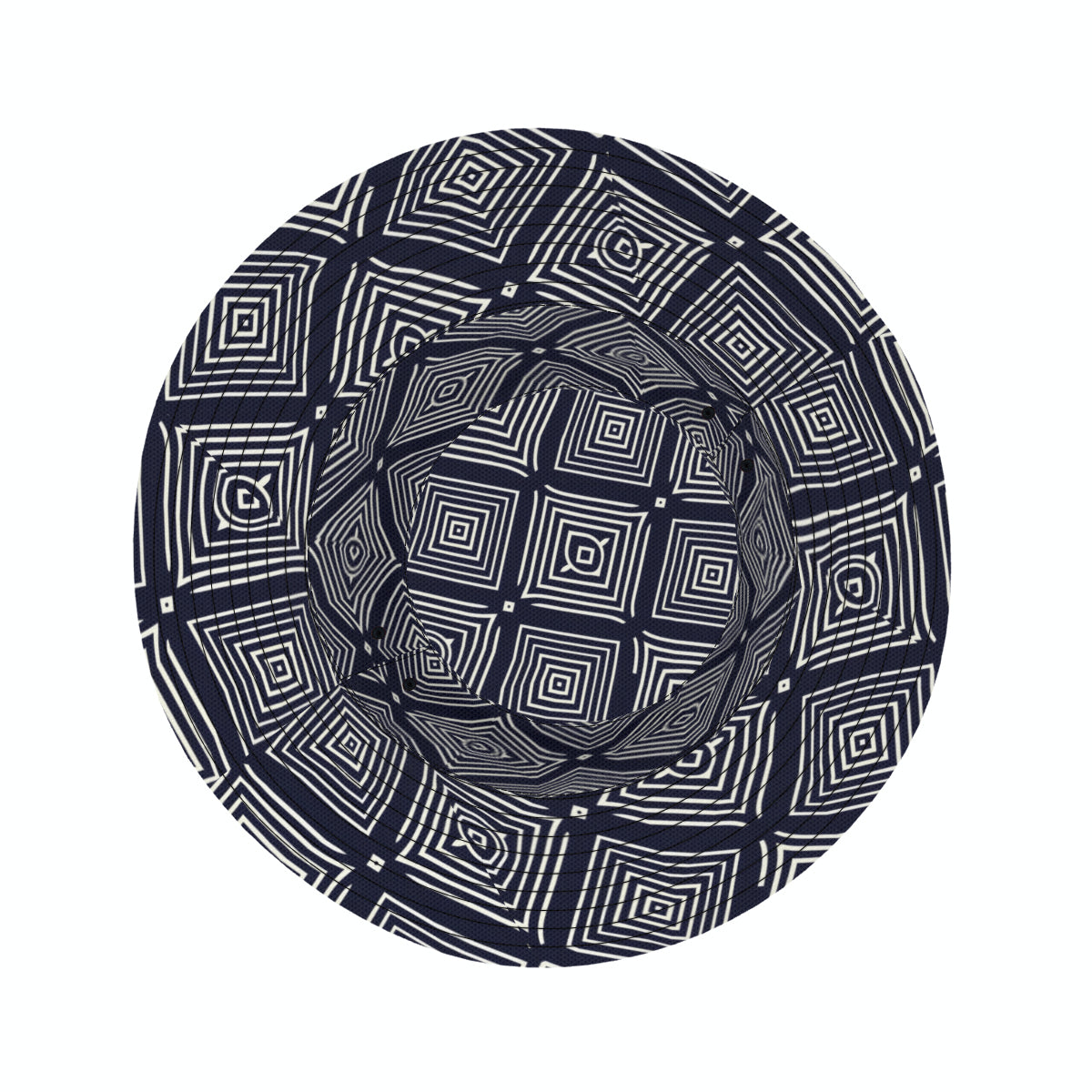Navy Blue Geometric Shapes Double-Sided Unisex Polyester Bucket Hat