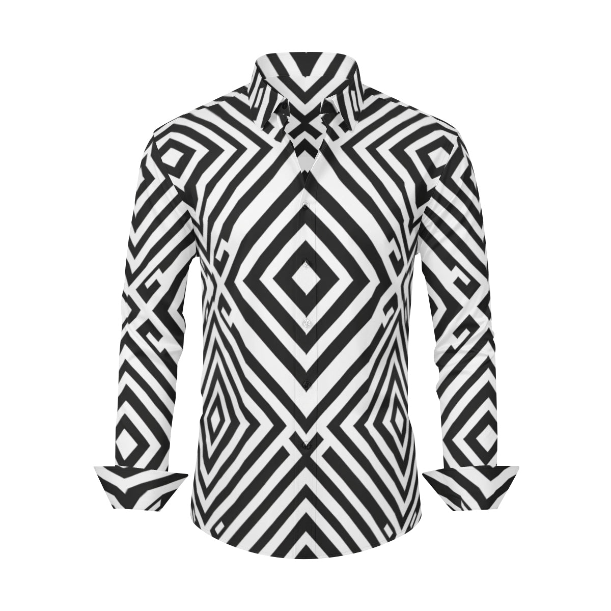 Black Geometric Shapes Long Sleeves Shirt