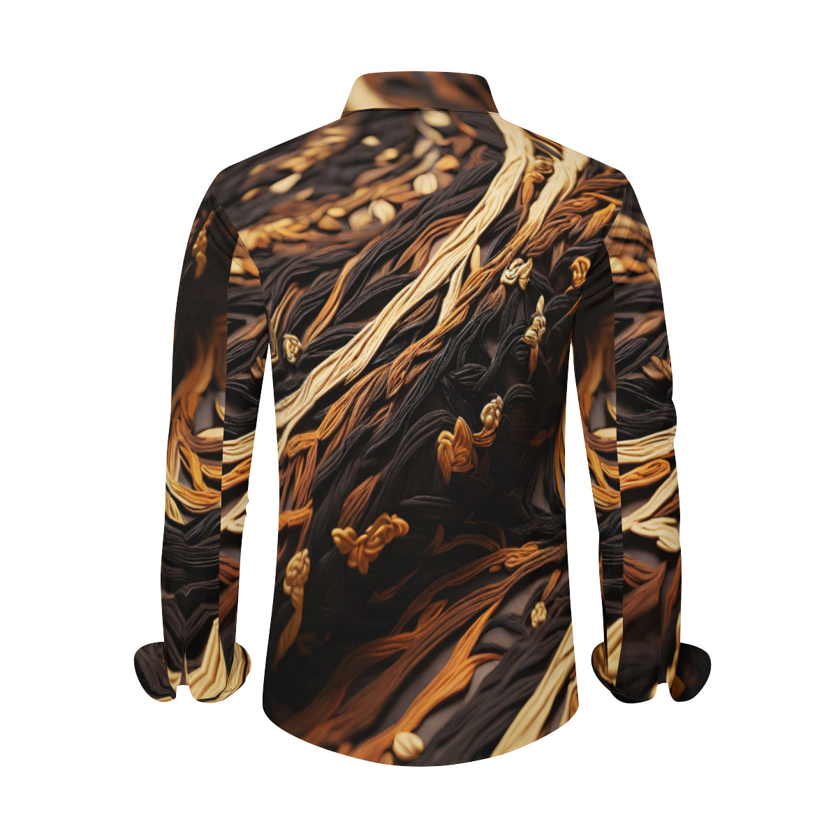 Abstract Brown Long Sleeves Men's Shirt