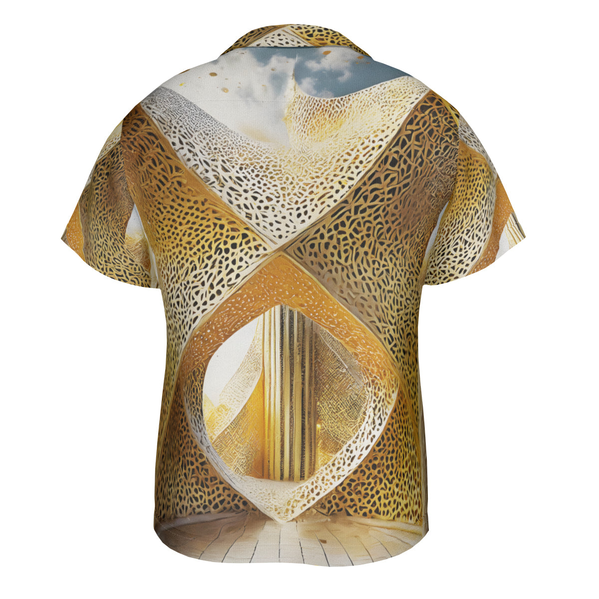 Golden Architectural Pattern Short Sleeves Men's Shirt