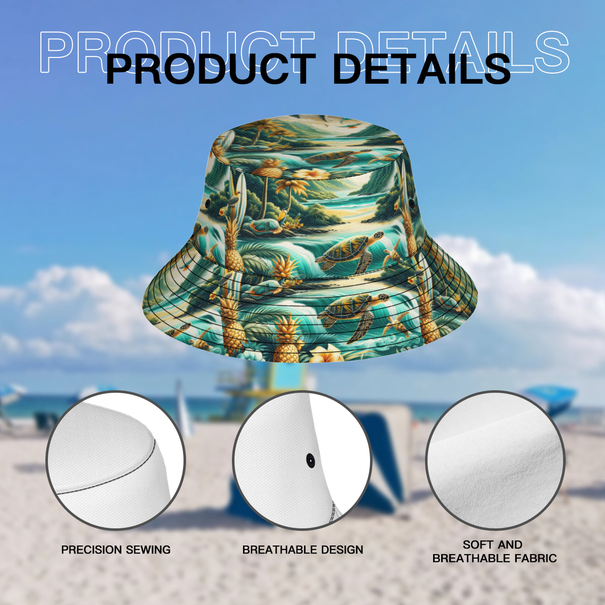 Sea World Double-Sided Unisex Polyester Bucket Hat