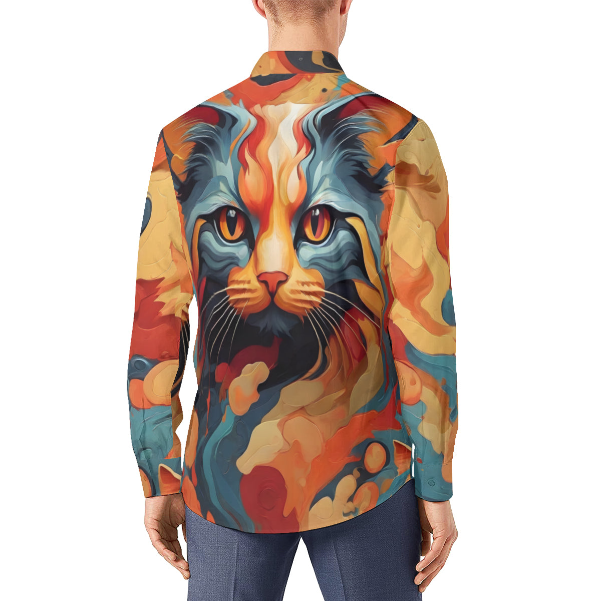 Cat Men's Classic Long-Sleeved Shirt | Polyester