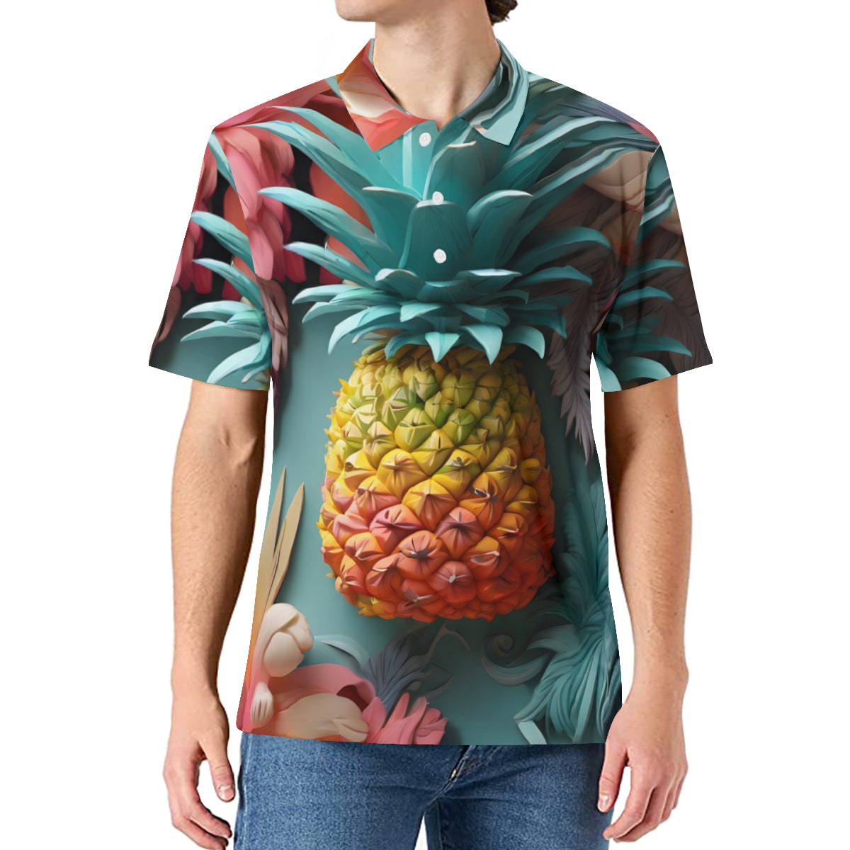 Pineapple Men's Premium European Size POLO Shirt | 95% Polyester+5% Spandex
