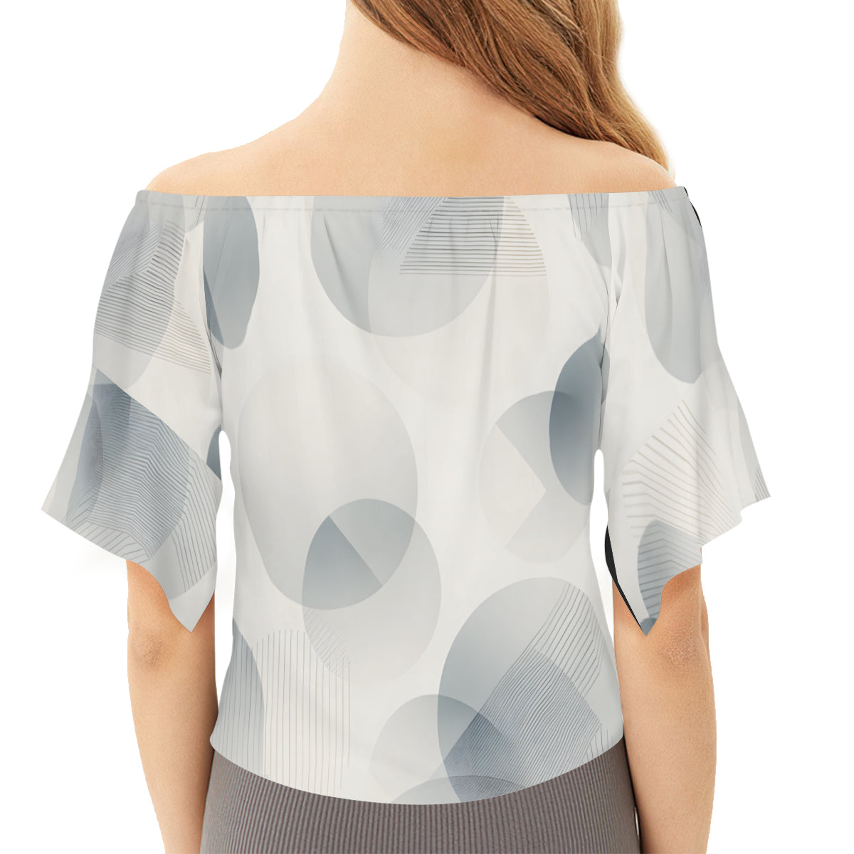Minimalistic Abstract One-Shoulder Tie Short Sleeves
