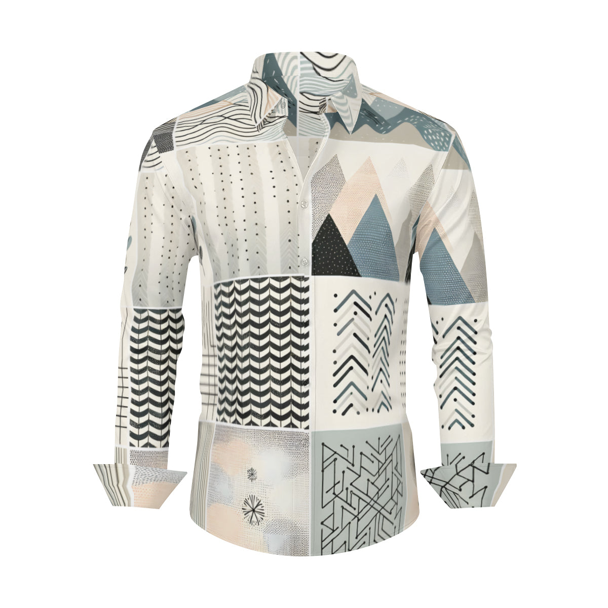 Minimalistic Abstract Long Sleeves Men's Shirt