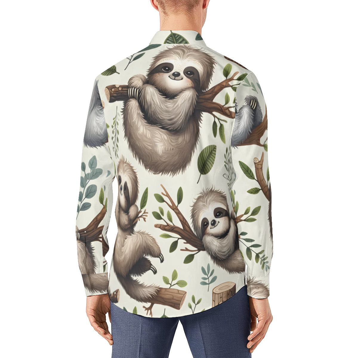 Sloth Men's Classic Long-Sleeved Shirt | Polyester