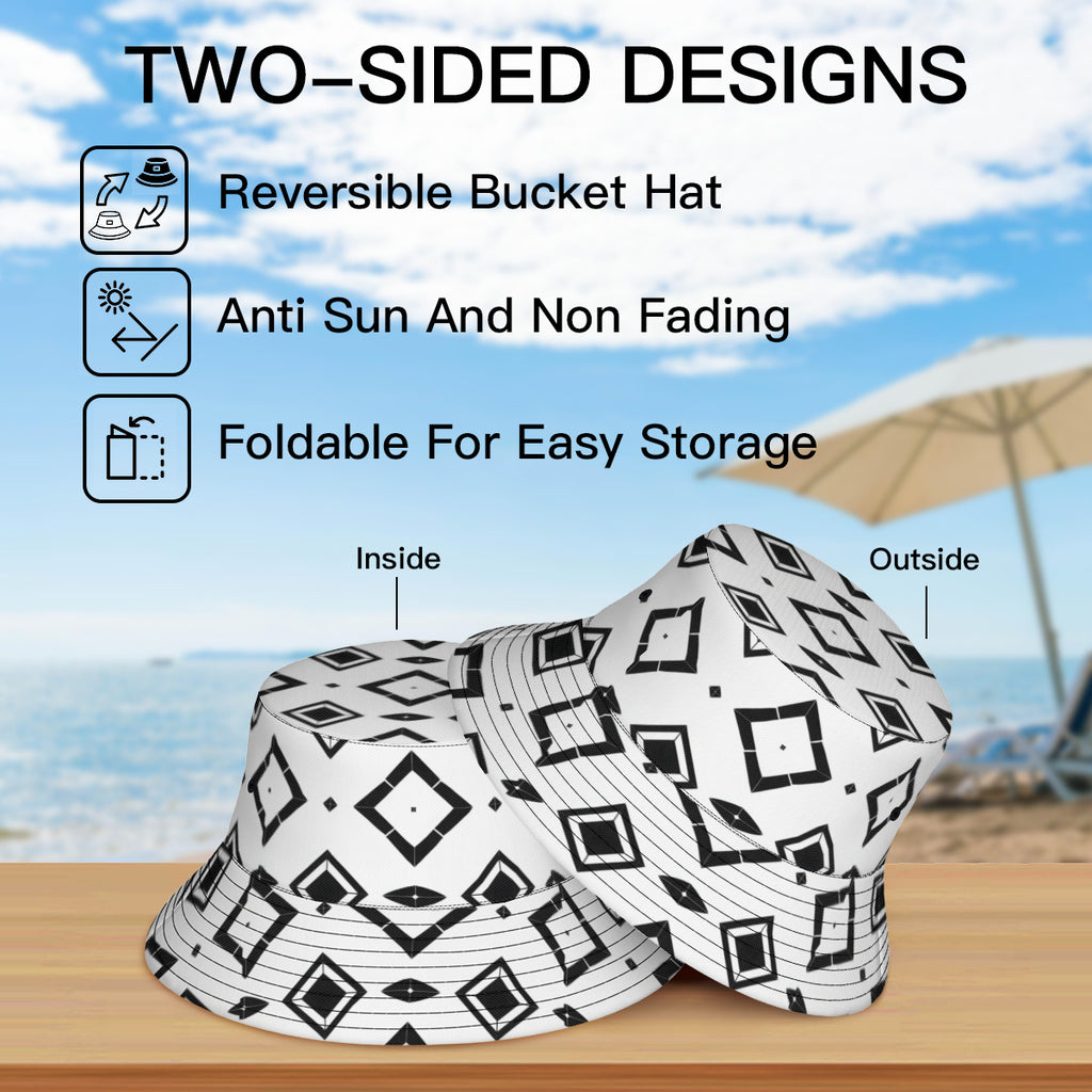 Black And White Double-Sided Unisex Polyester Bucket Hat