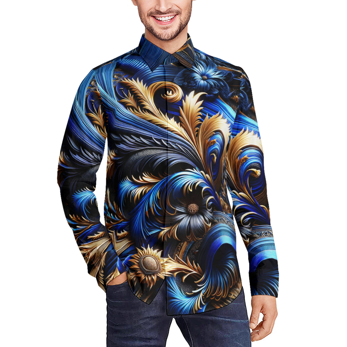 Royal Blue Long Sleeves Men's Shirt
