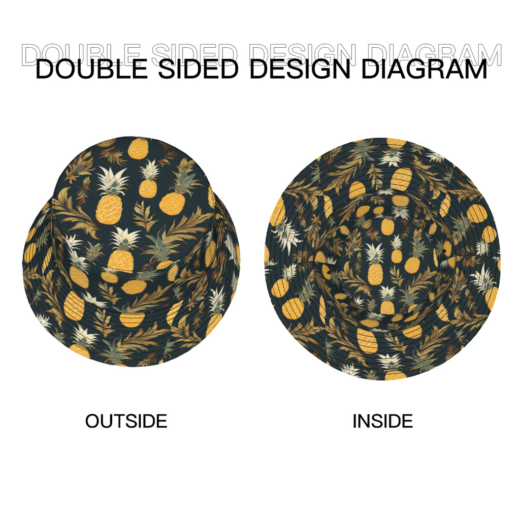 Golden Pineapple Double-Sided Unisex Polyester Bucket Hat