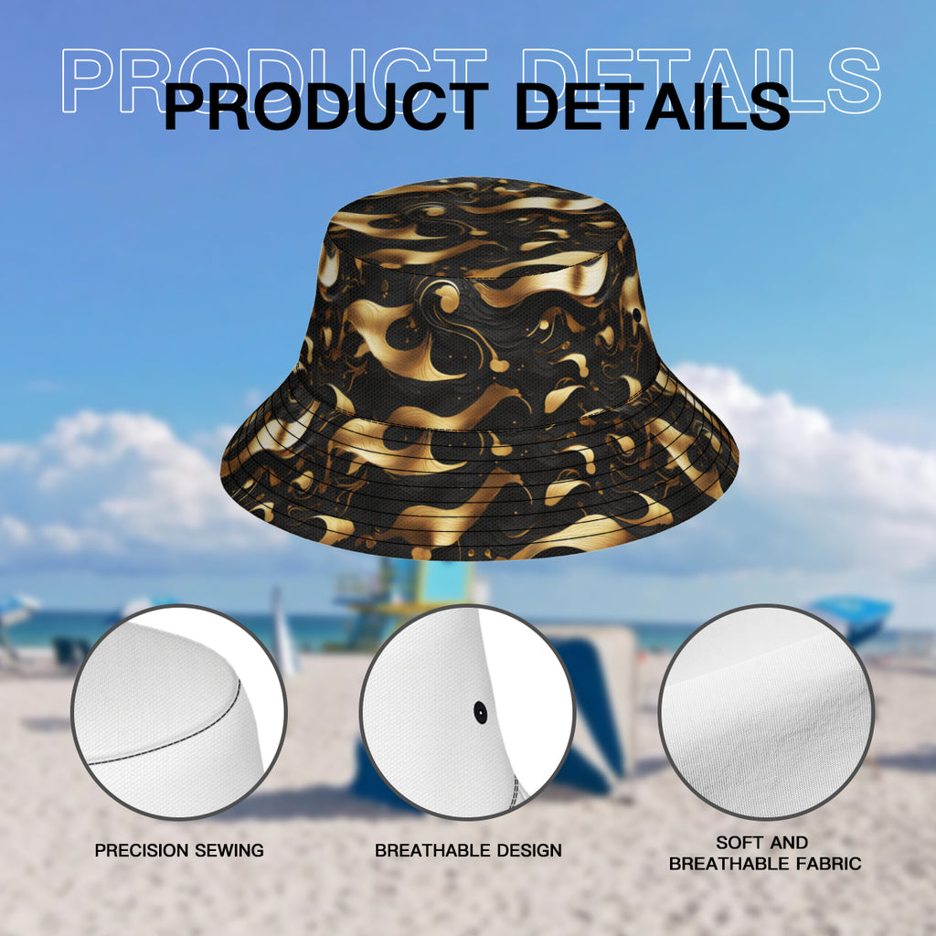 Golden Dynamic Double-Sided Unisex Polyester Bucket Hat