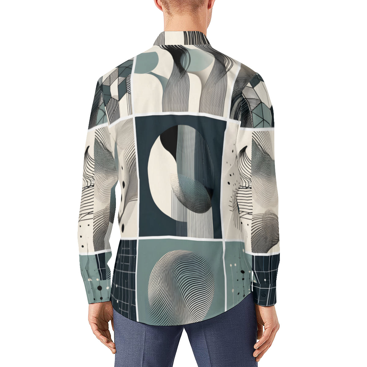Abstract Shapes Long Sleeves Men's Shirt