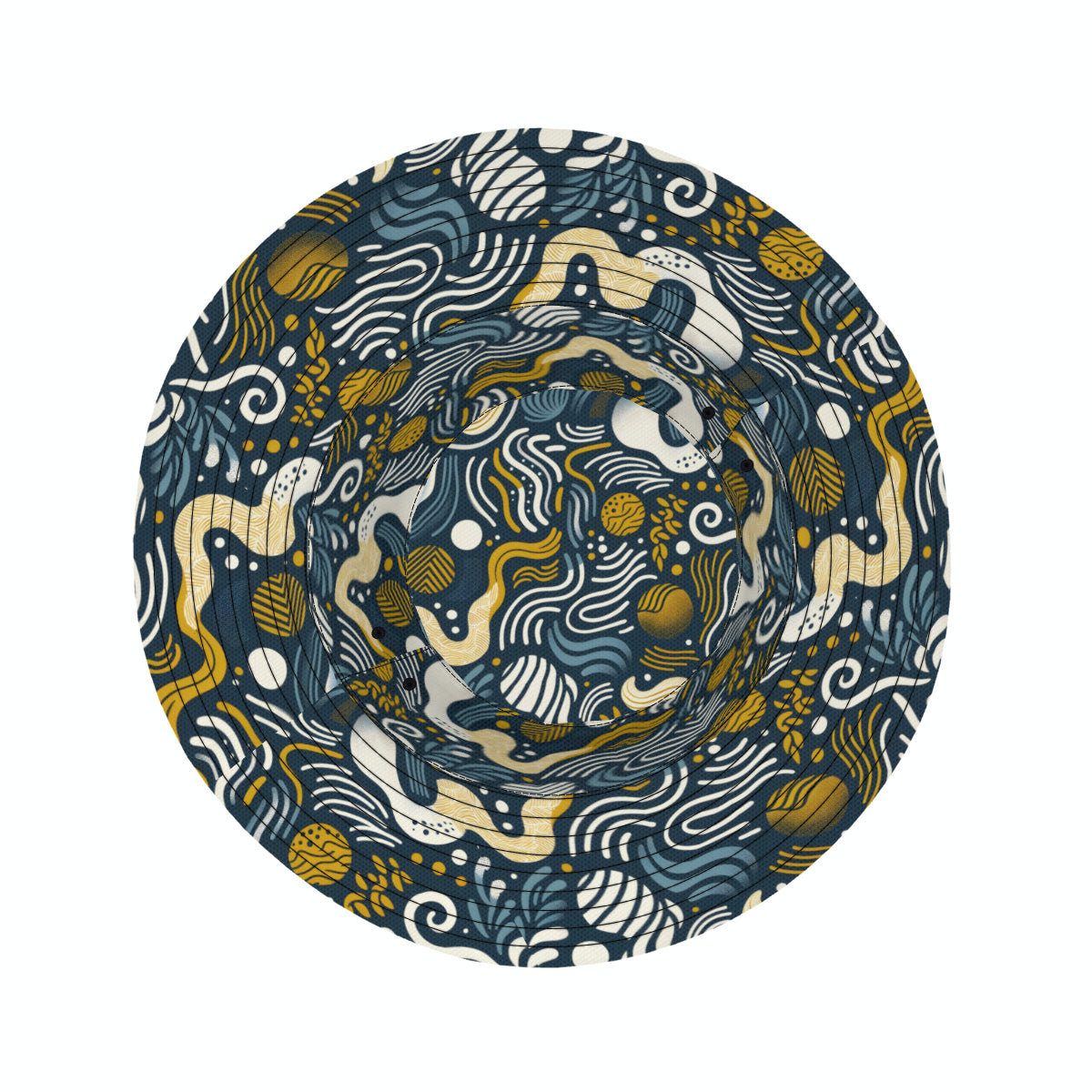 Dark Blue Geometric Shapes Double-Sided Unisex Polyester Bucket Hat