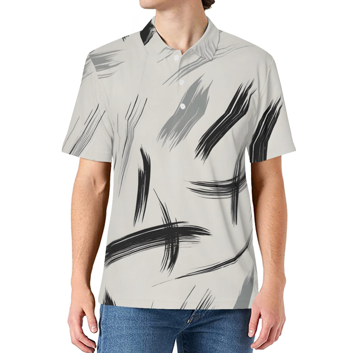 Minimalistic Paint Brush Men's Premium European Size POLO Shirt | 95% Polyester+5% Spandex