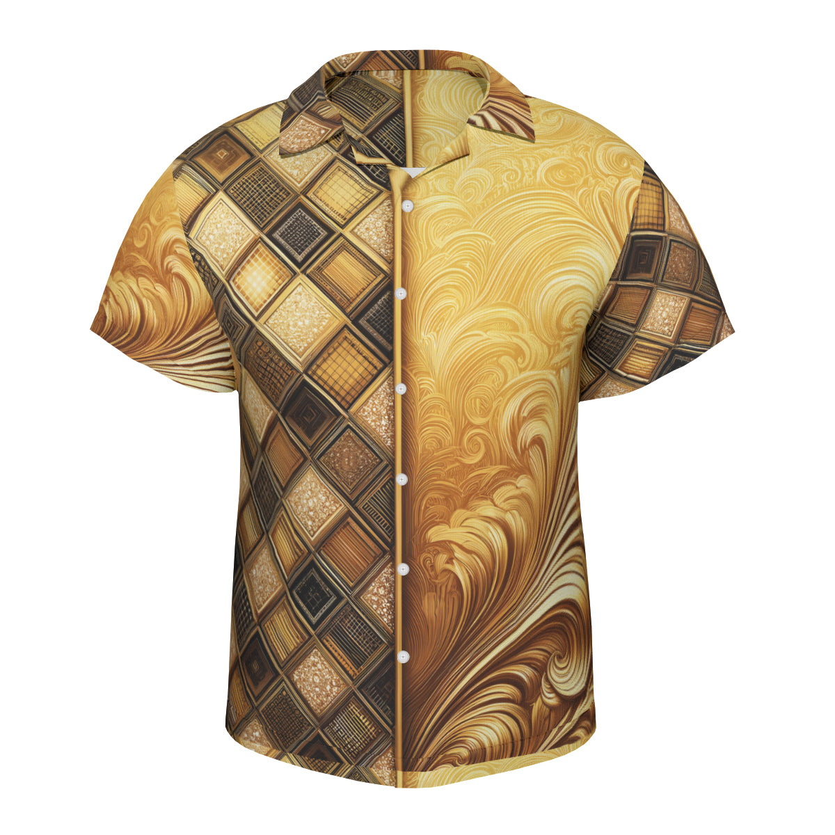 Golden Pattern Short Sleeves Men's Shirt