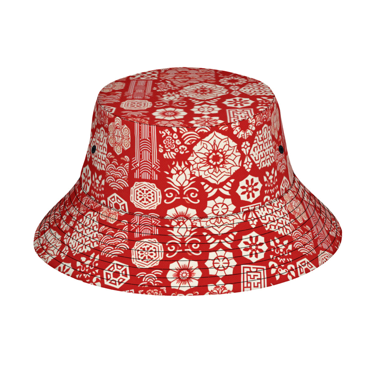 Red And White Double-Sided Unisex Polyester Bucket Hat