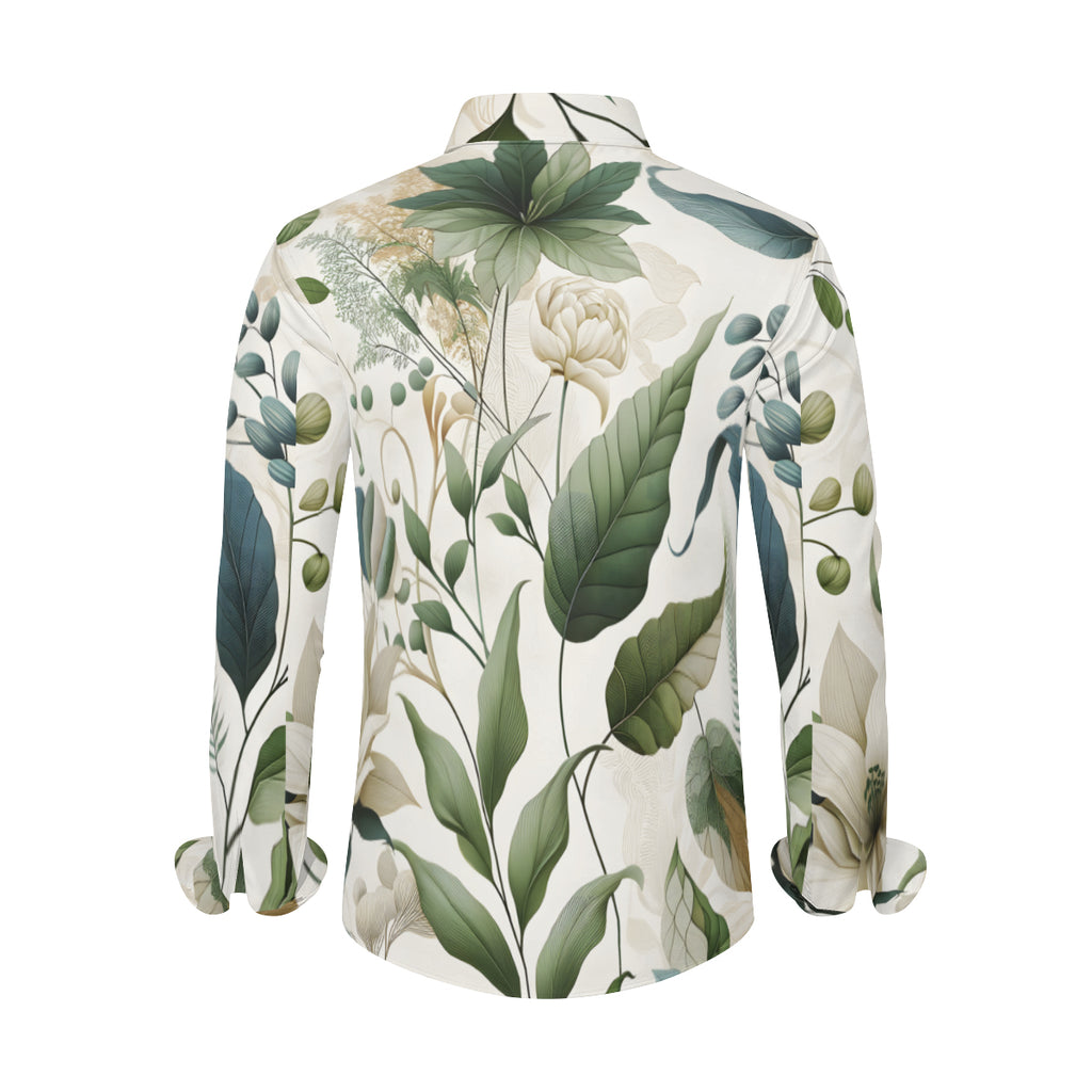 Floral Men's Classic Long-Sleeved Shirt | Polyester