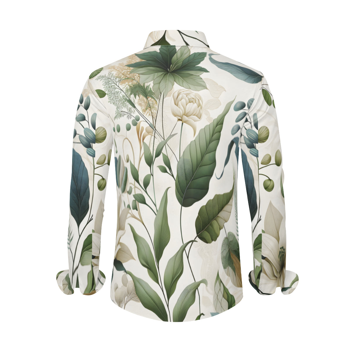 Floral Men's Classic Long-Sleeved Shirt | Polyester