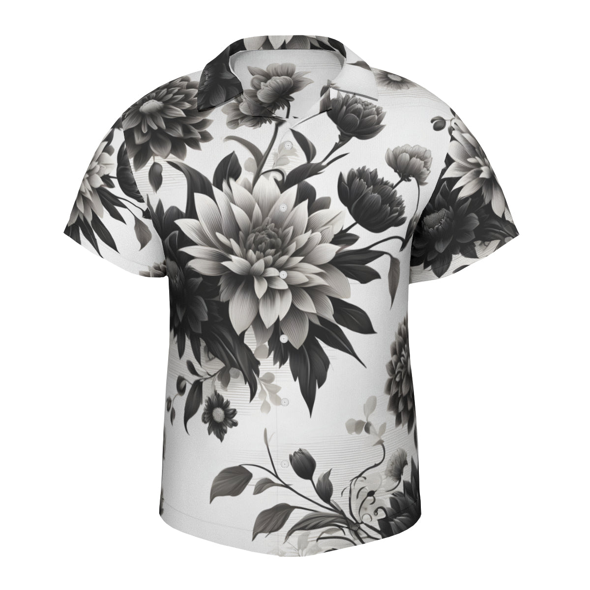 Black And White Floral Short Sleeves Men's Shirt Short Sleeves Men's Shirt