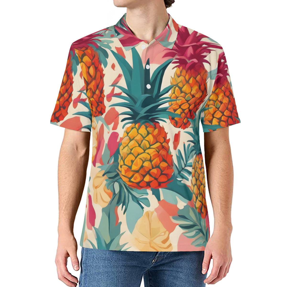 Pineapple Men's Premium European Size POLO Shirt | 95% Polyester+5% Spandex