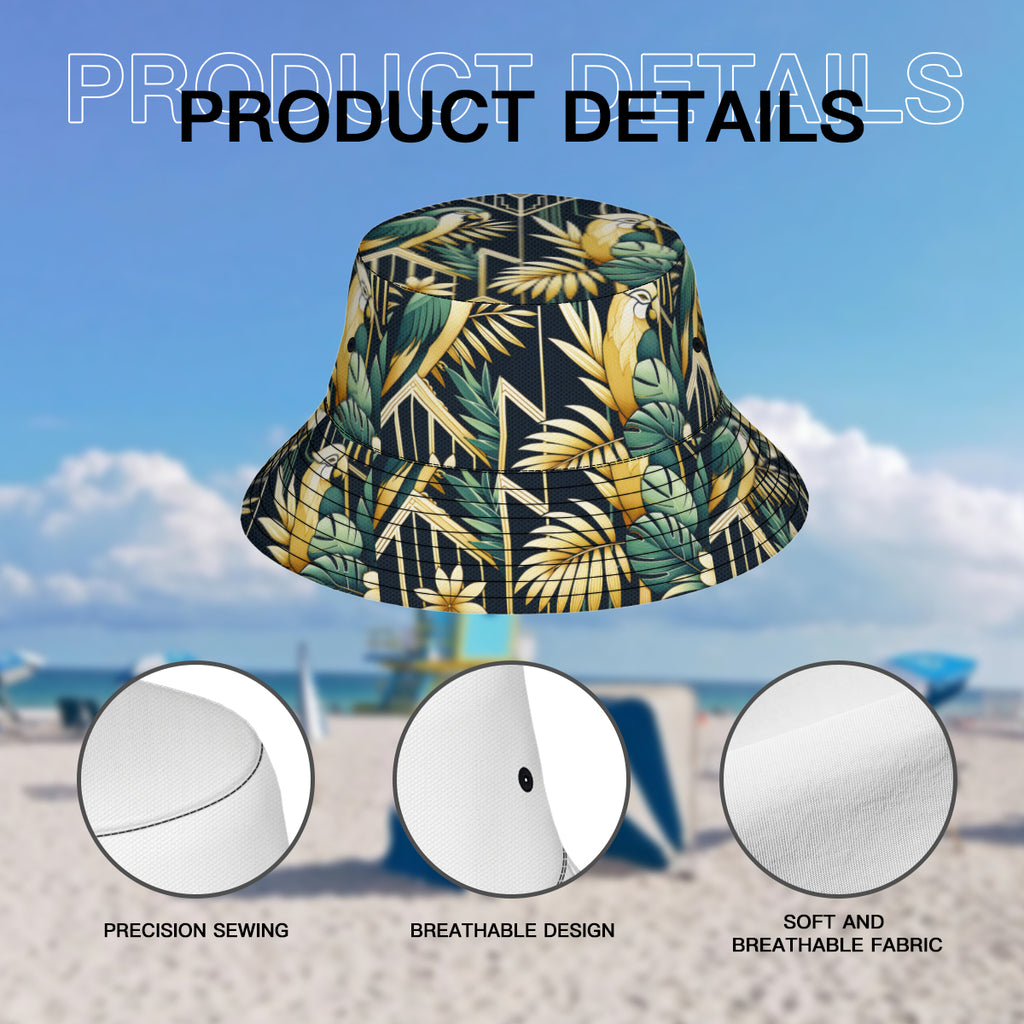 Tropical Parrots Double-Sided Unisex Polyester Bucket Hat
