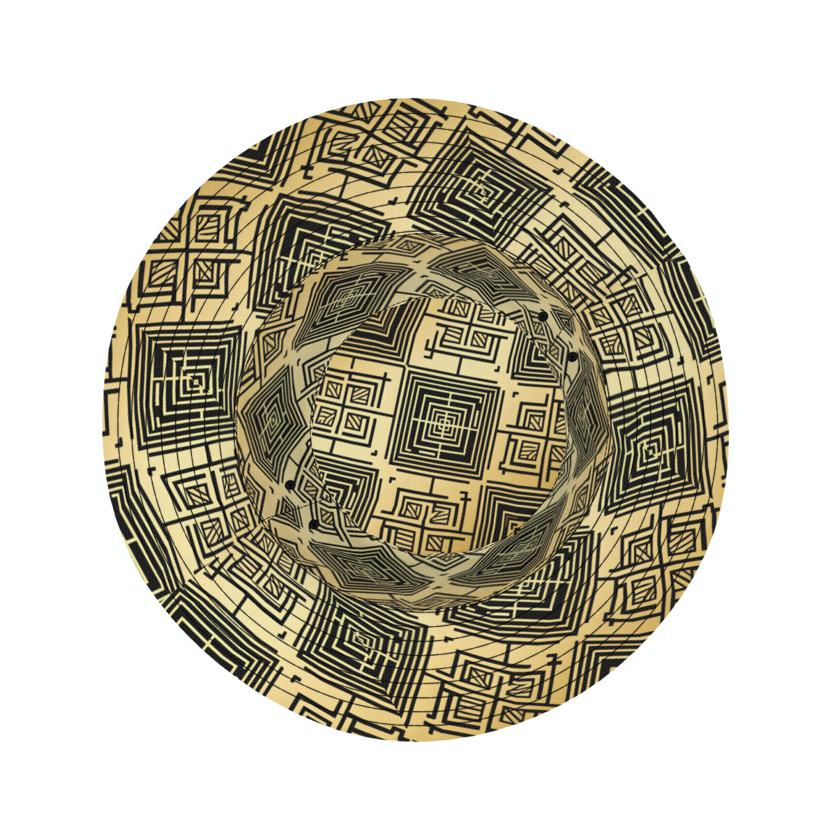 Golden Geometric Shapes Double-Sided Unisex Polyester Bucket Hat