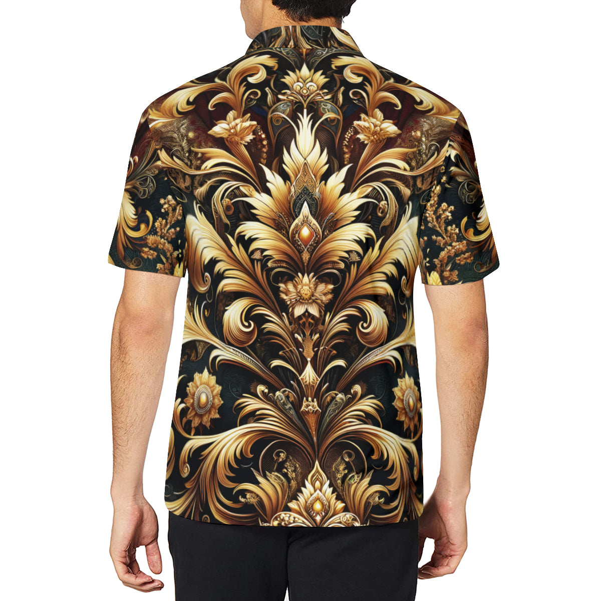 Elegant Gold Men's Premium European Size POLO Shirt | 95% Polyester+5% Spandex