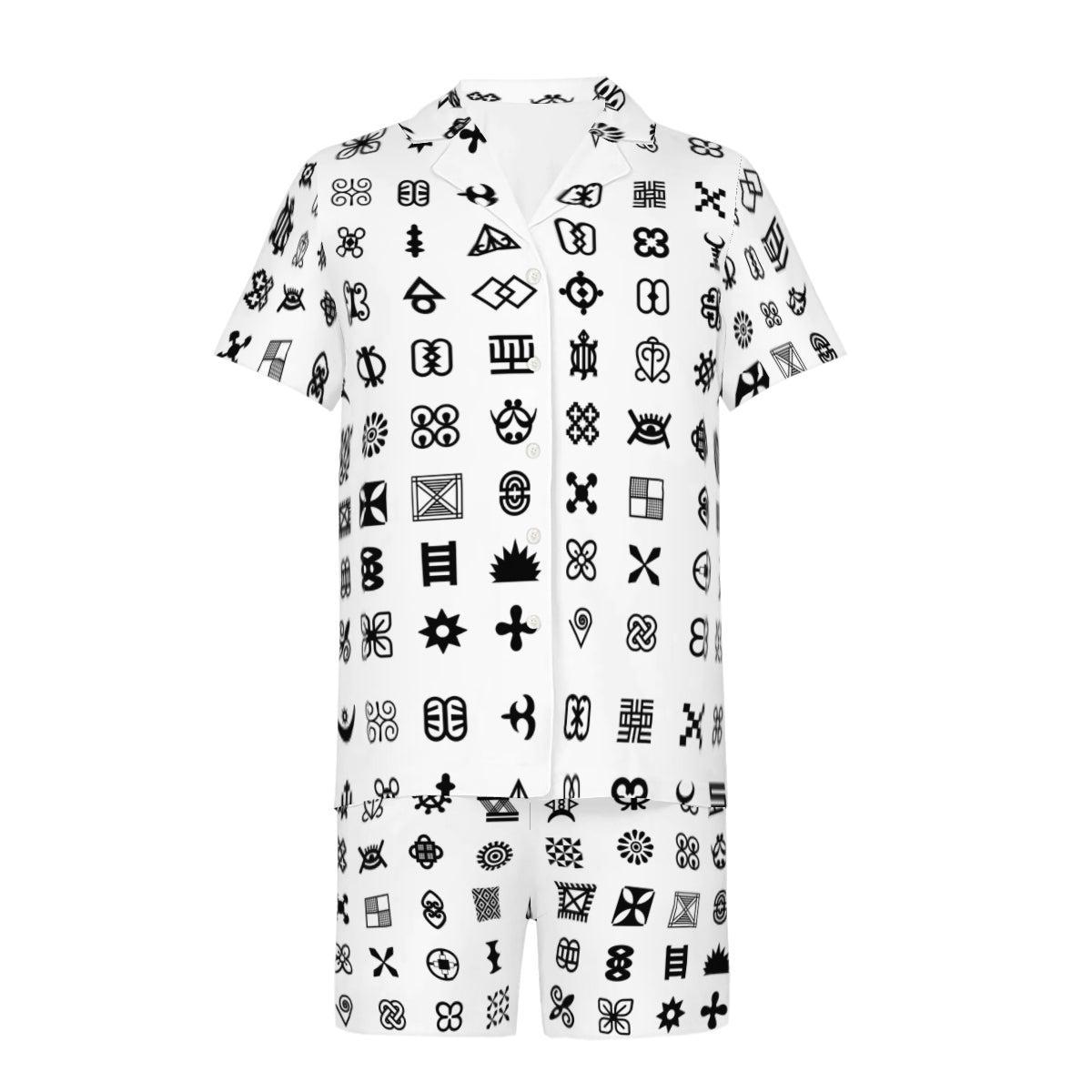 Adinkra Symbols Men's Shirt and Shorts Set (Multi-faceted Design) | Cotton-Like Polyester