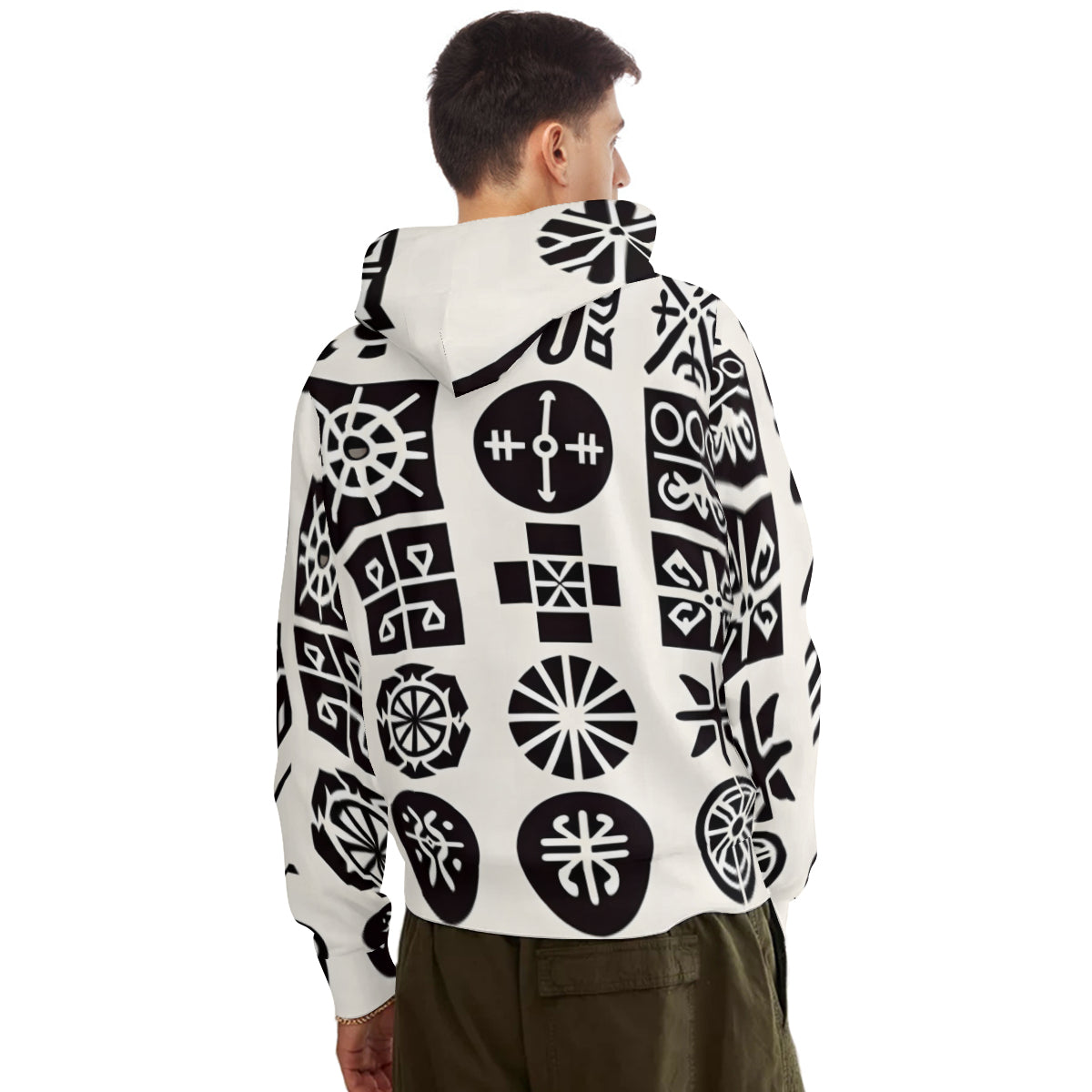 African Motifs Men's Adult Hoodie Set (Double-Layer Hood) | Health Fabric