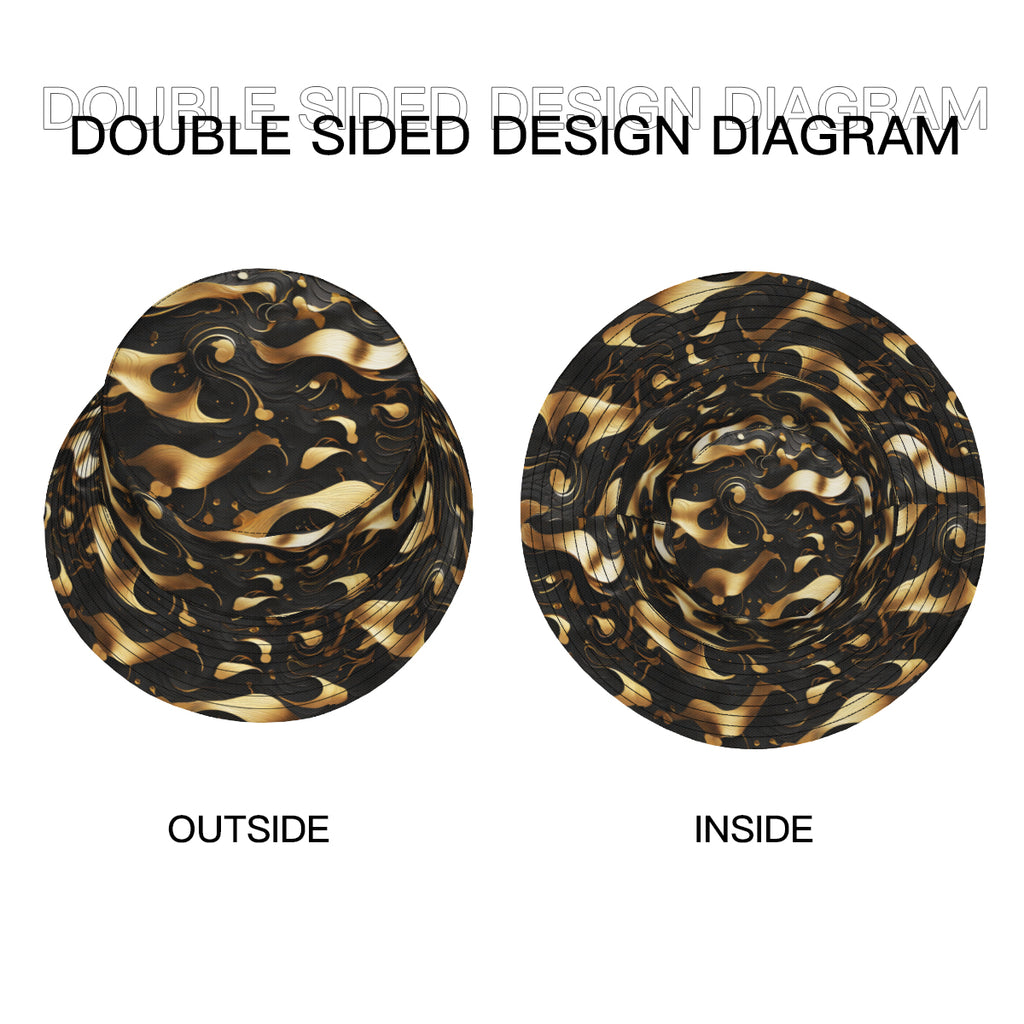 Golden Dynamic Double-Sided Unisex Polyester Bucket Hat