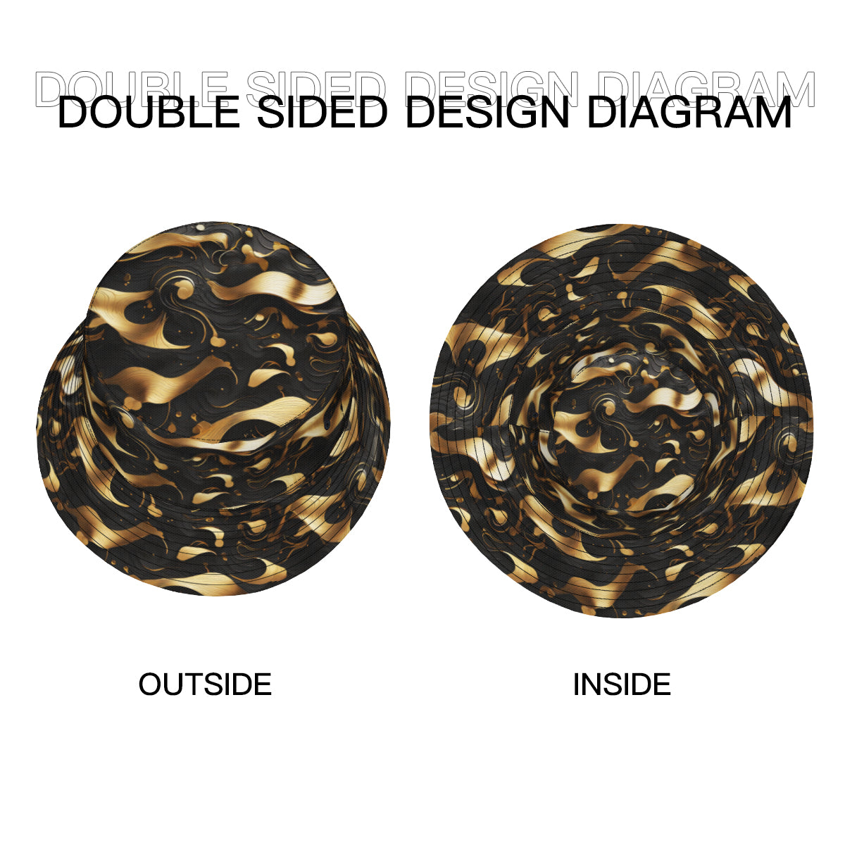 Golden Dynamic Double-Sided Unisex Polyester Bucket Hat