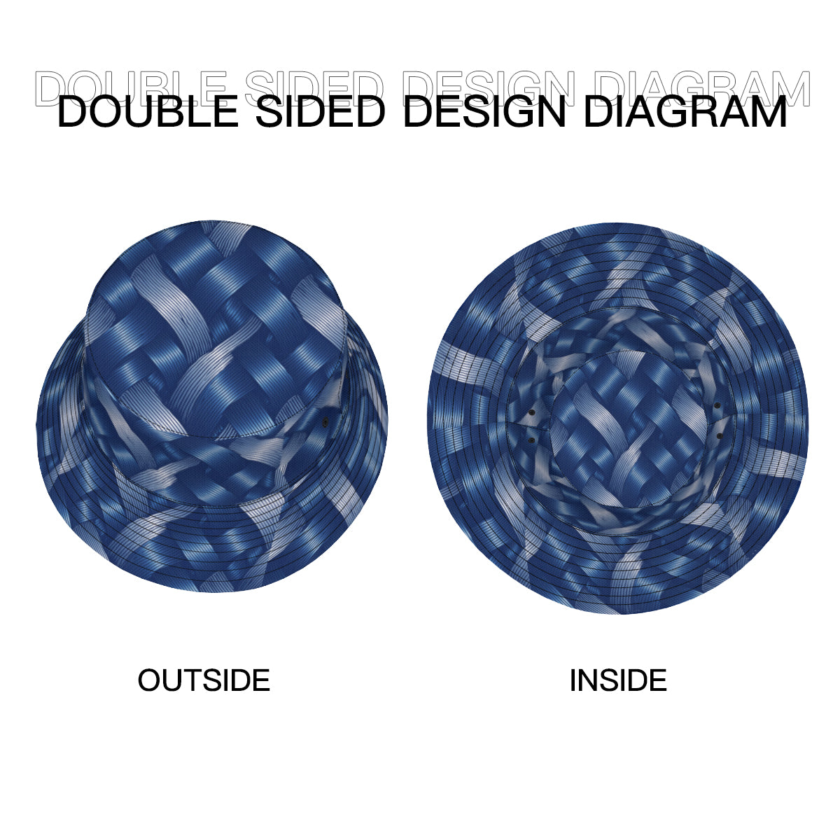 Abstract Denim Double-Sided Unisex Polyester Bucket Hat