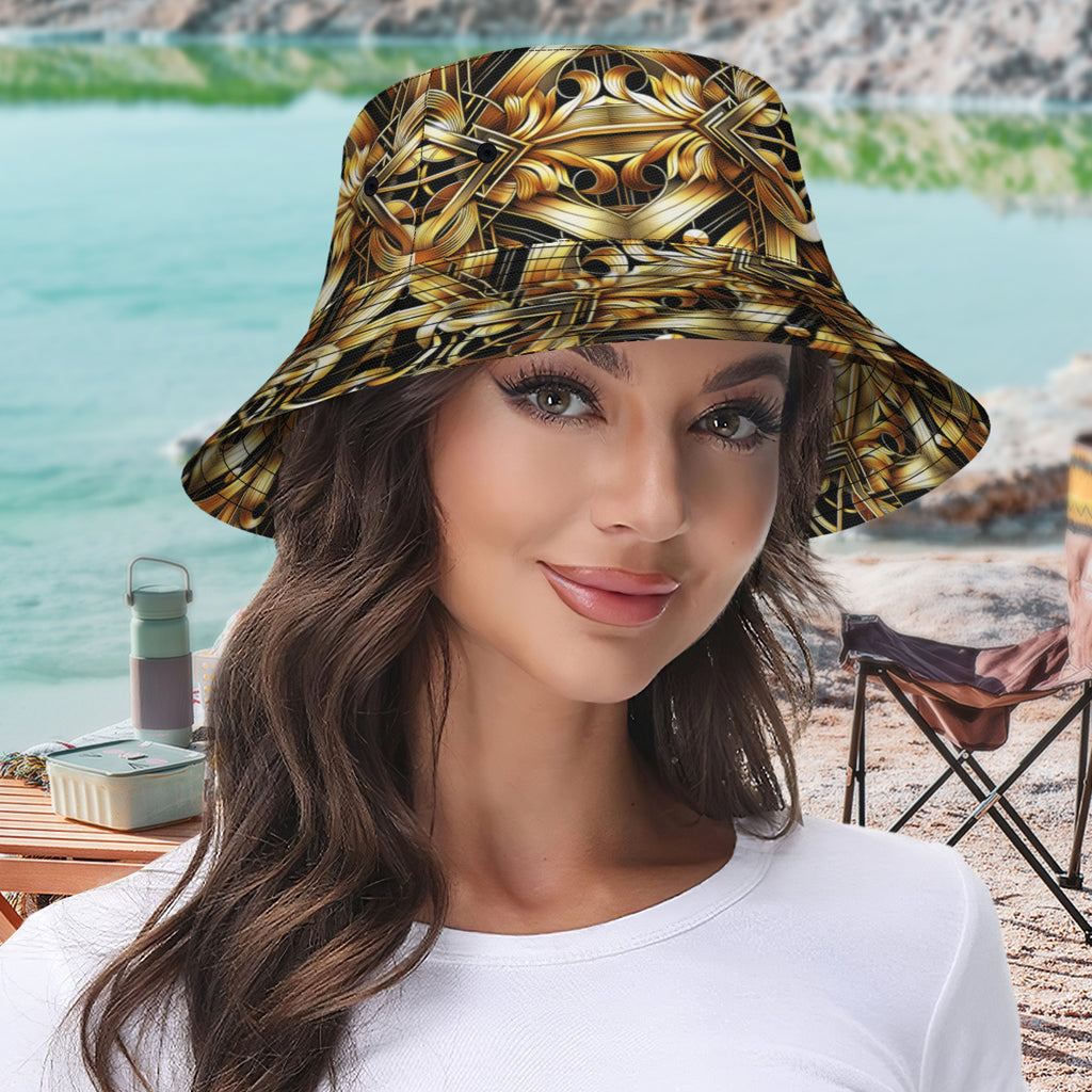 Golden Pineapple Double-Sided Unisex Polyester Bucket Hat