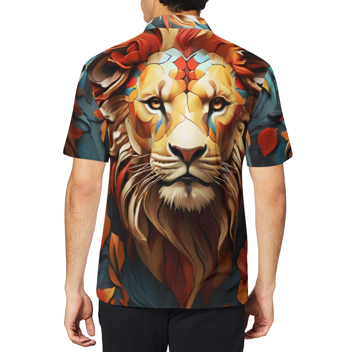 Lion Men's Premium European Size POLO Shirt | 95% Polyester+5% Spandex