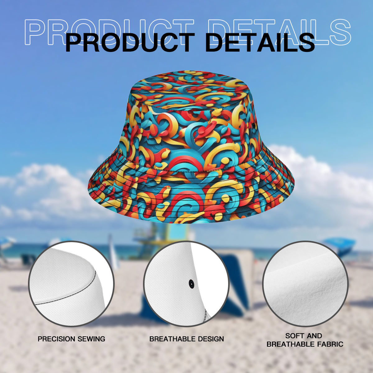 Abstract Double-Sided Unisex Polyester Bucket Hat