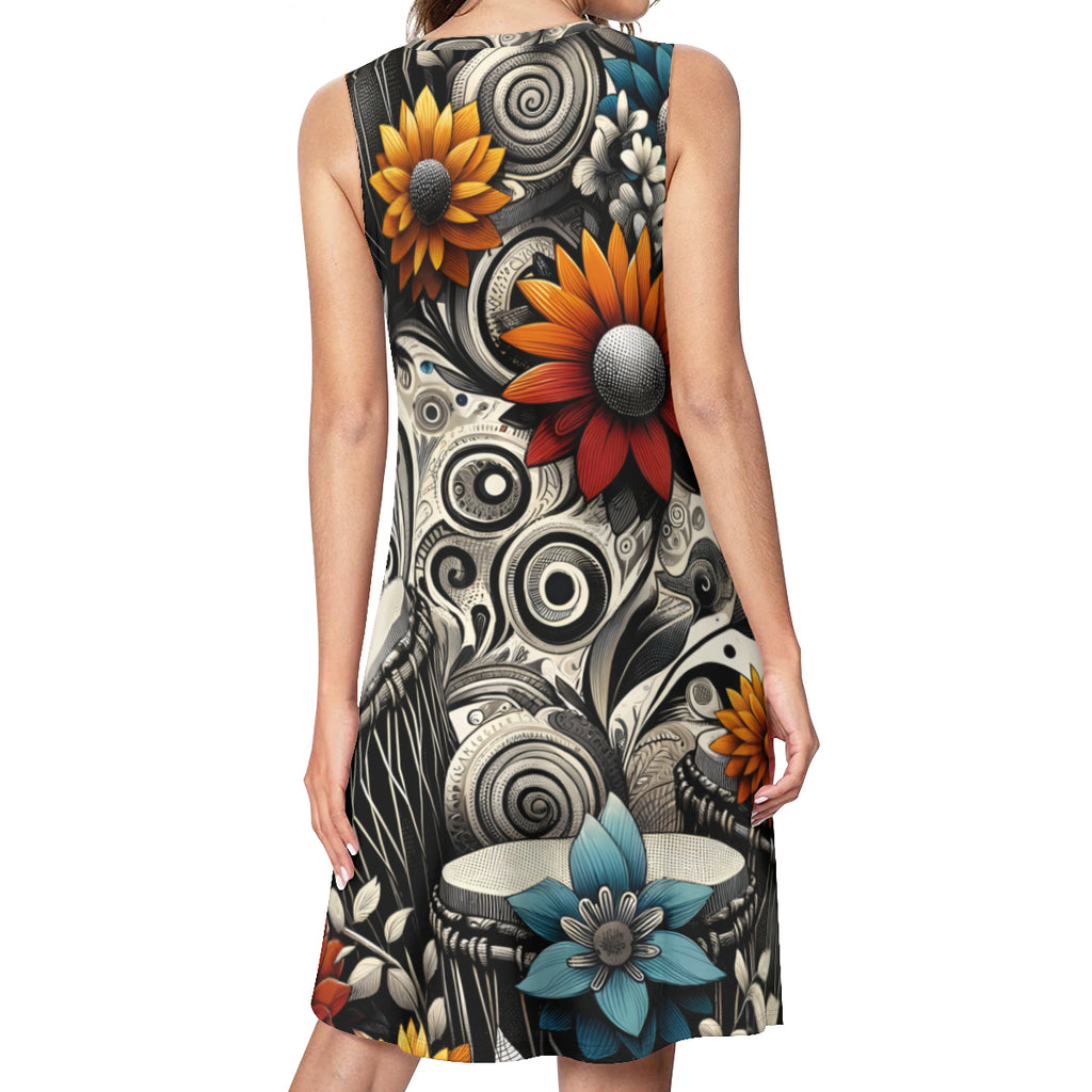 Music Floral Print Women's Casual Dress | Polyester