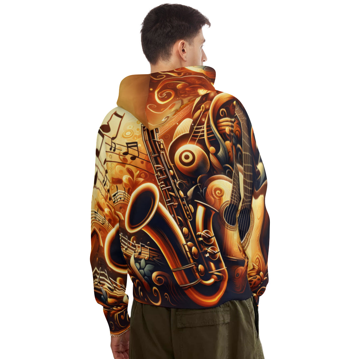 Saxophone Men's Adult Hoodie Set (Double-Layer Hood) | Health Fabric