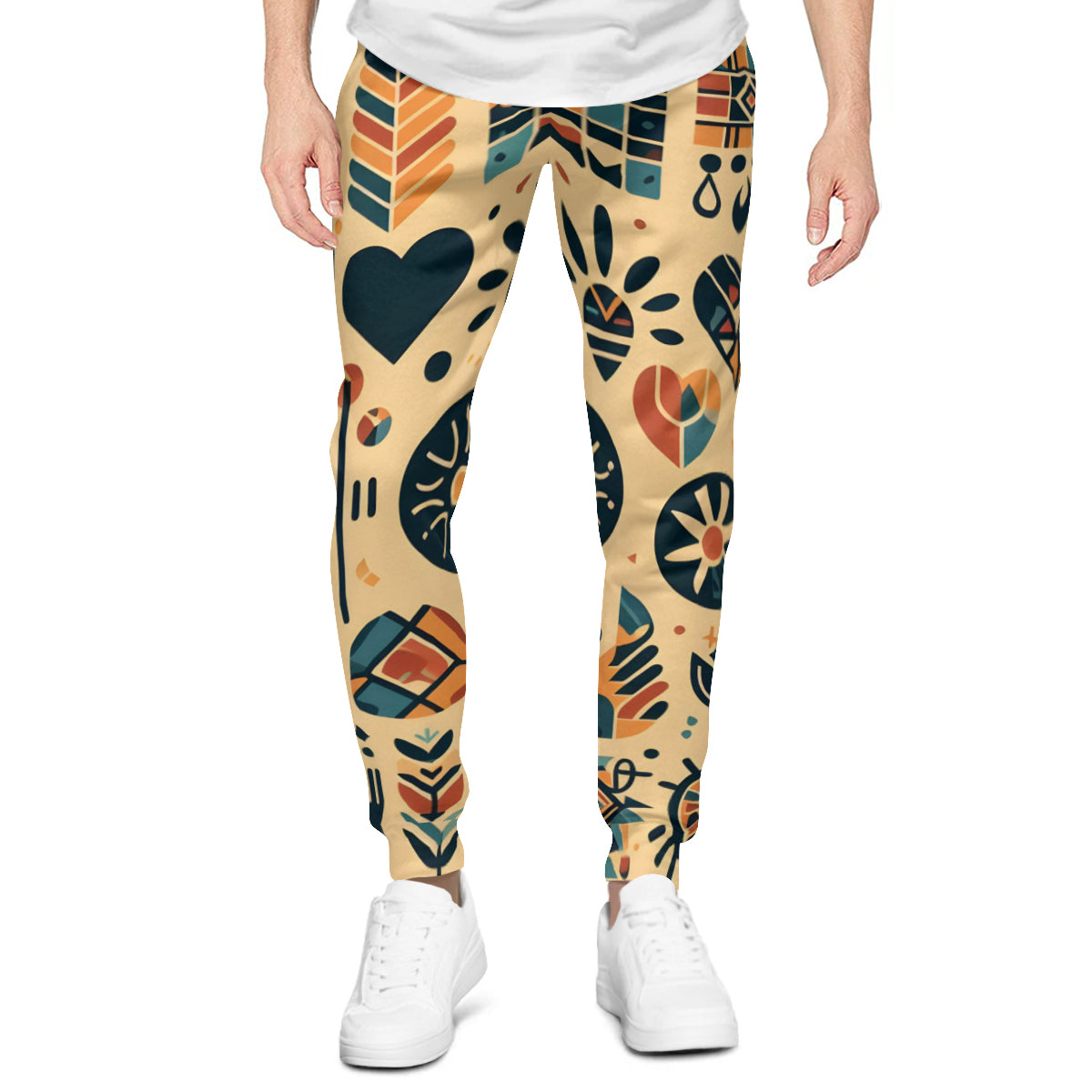 African Motifs Men's Adult Hoodie Set (Double-Layer Hood) | Health Fabric
