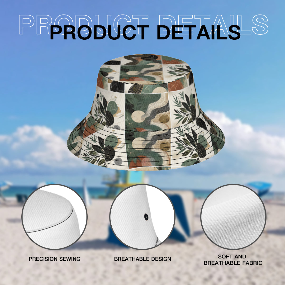 Abstract Pattern Double-Sided Unisex Polyester Bucket Hat