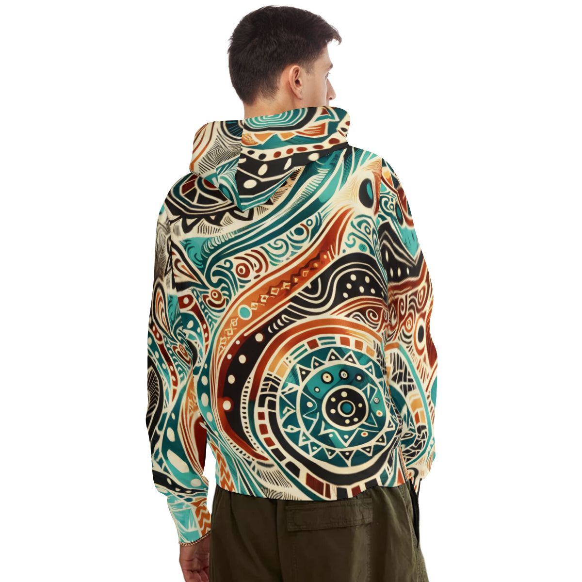 Abstract Floral Men's Adult Hoodie Set (Double-Layer Hood) | Health Fabric