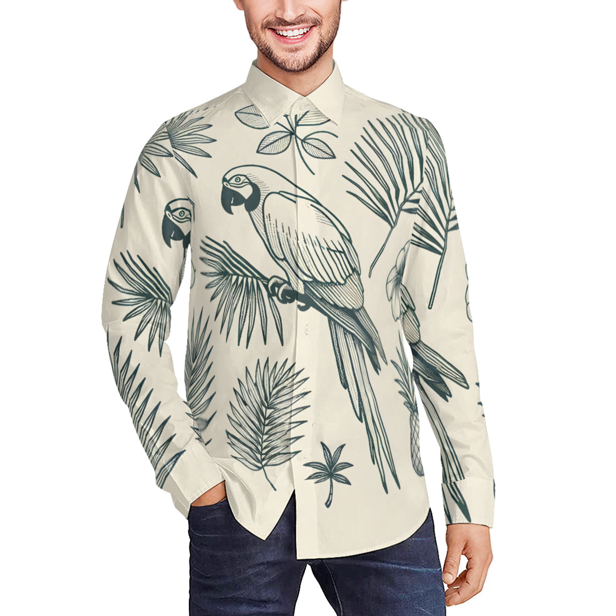 Lion Men's Classic Long-Sleeved Shirt | Polyester