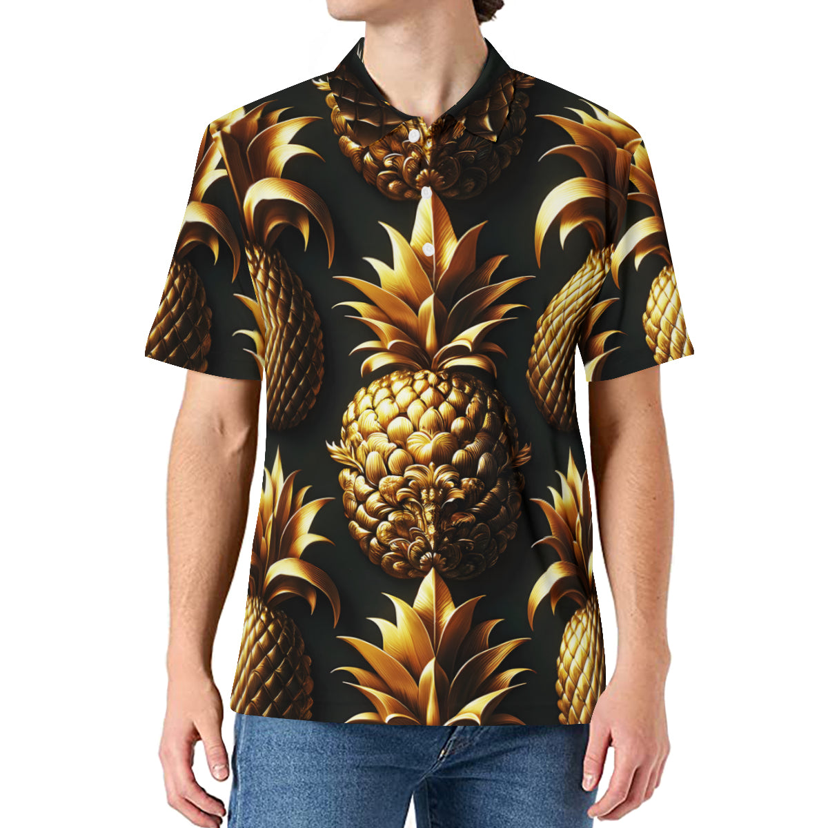 Pineapple Men's Premium European Size POLO Shirt | 95% Polyester+5% Spandex