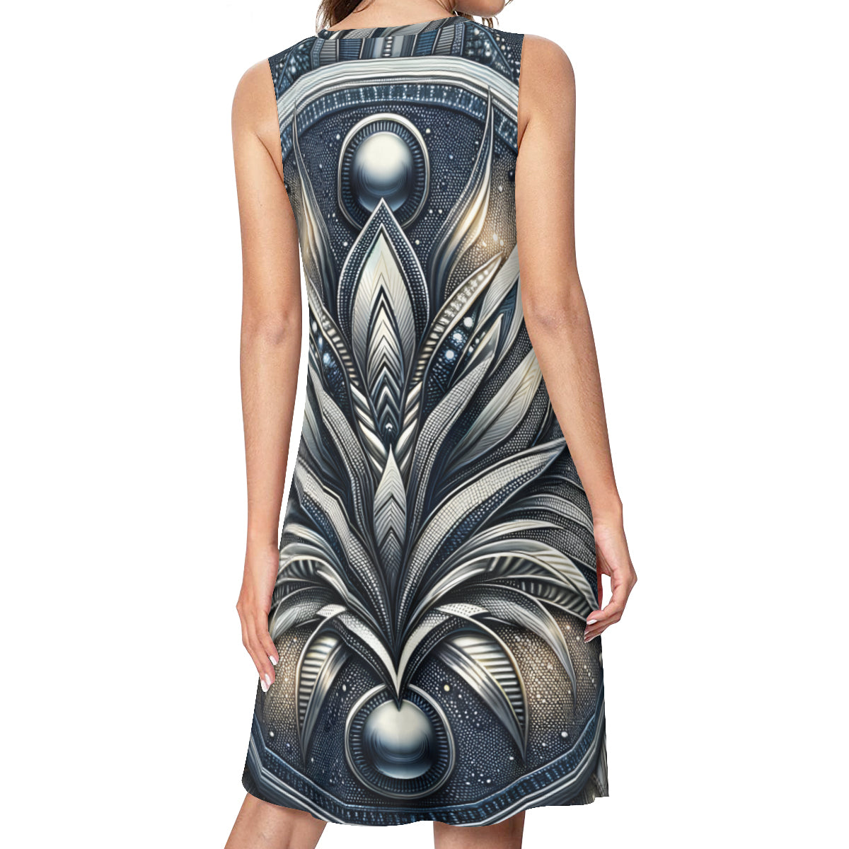 Denim Metallic Style Women's Casual Dress | Polyester