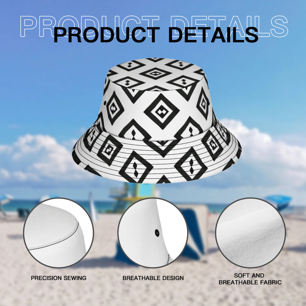 Black And White Double-Sided Unisex Polyester Bucket Hat