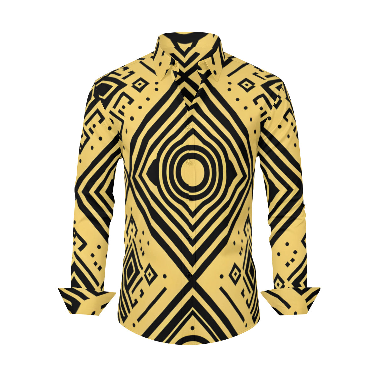 Golden Geometric Shapes Long Sleeves Shirt