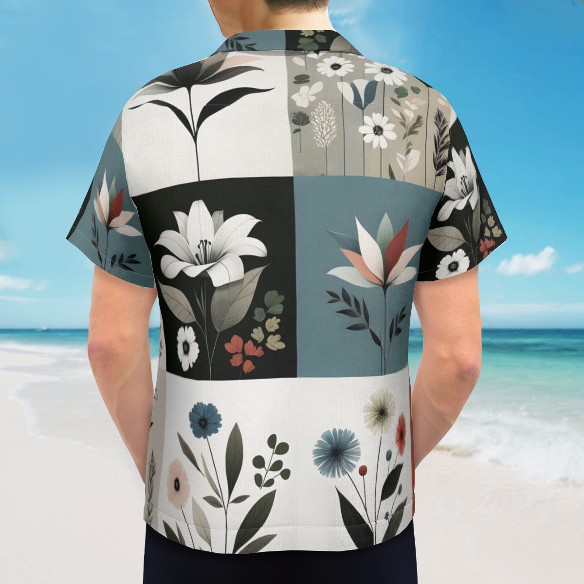 Minimalistic Floral Short Sleeves Men's Shirt
