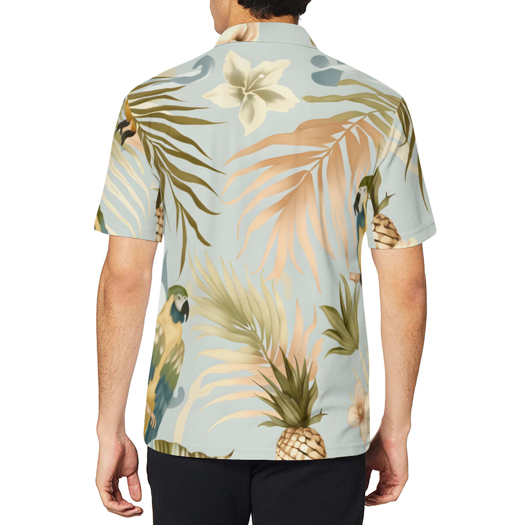 Floral Men's Premium European Size POLO Shirt | 95% Polyester+5% Spandex
