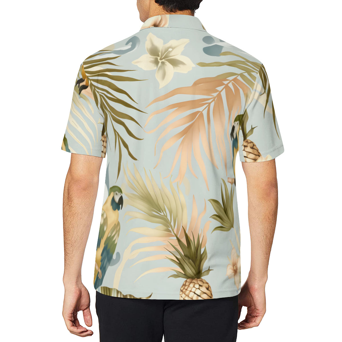 Floral Men's Premium European Size POLO Shirt | 95% Polyester+5% Spandex
