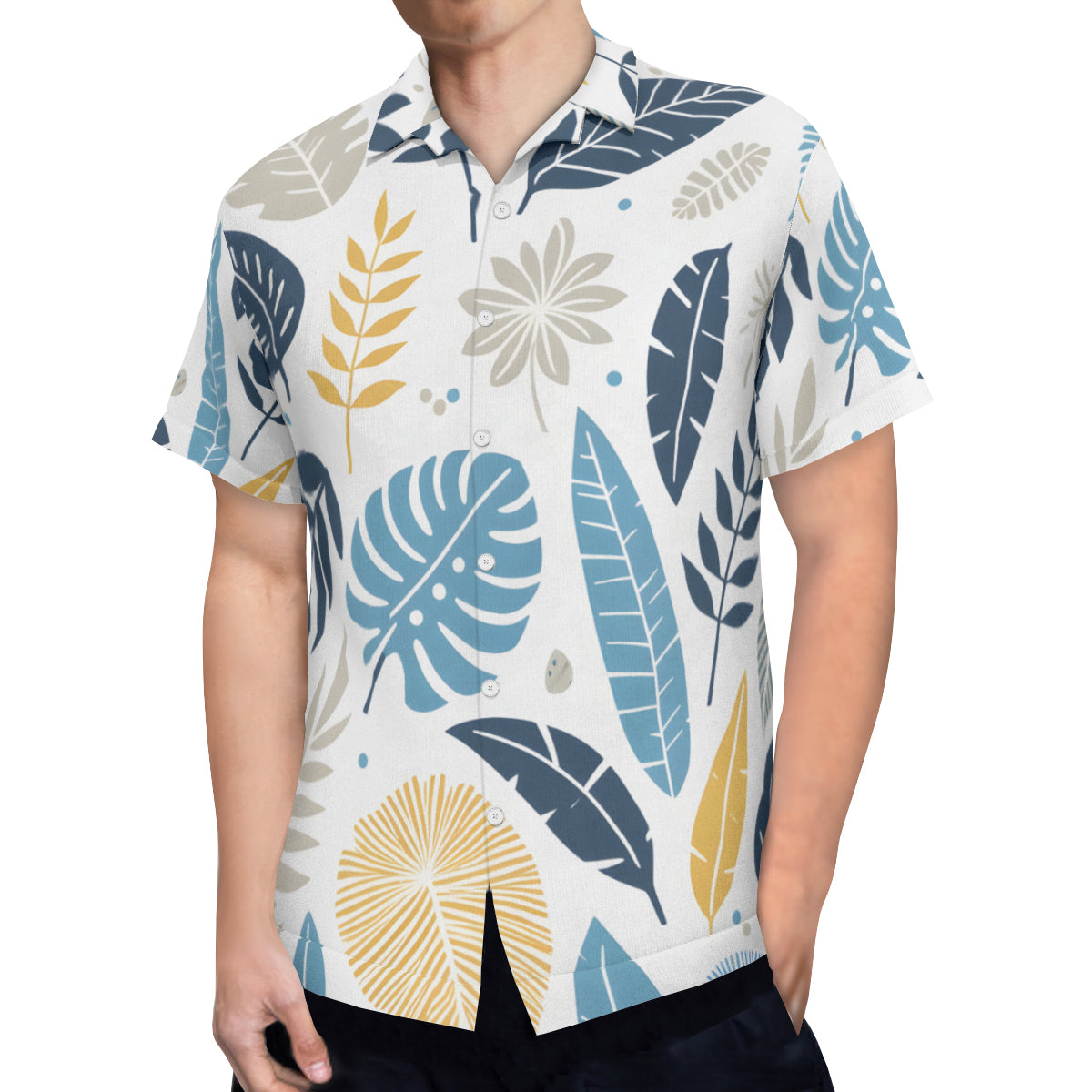 Tropical Leaf Short Sleeves Men's Shirt